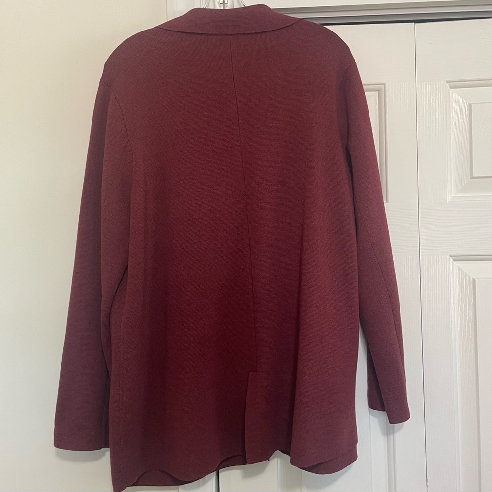 Eileen Fisher Woman Burgundy Sweater Jacket 100% Merino Wool Size 1X - Picture 5 of 8